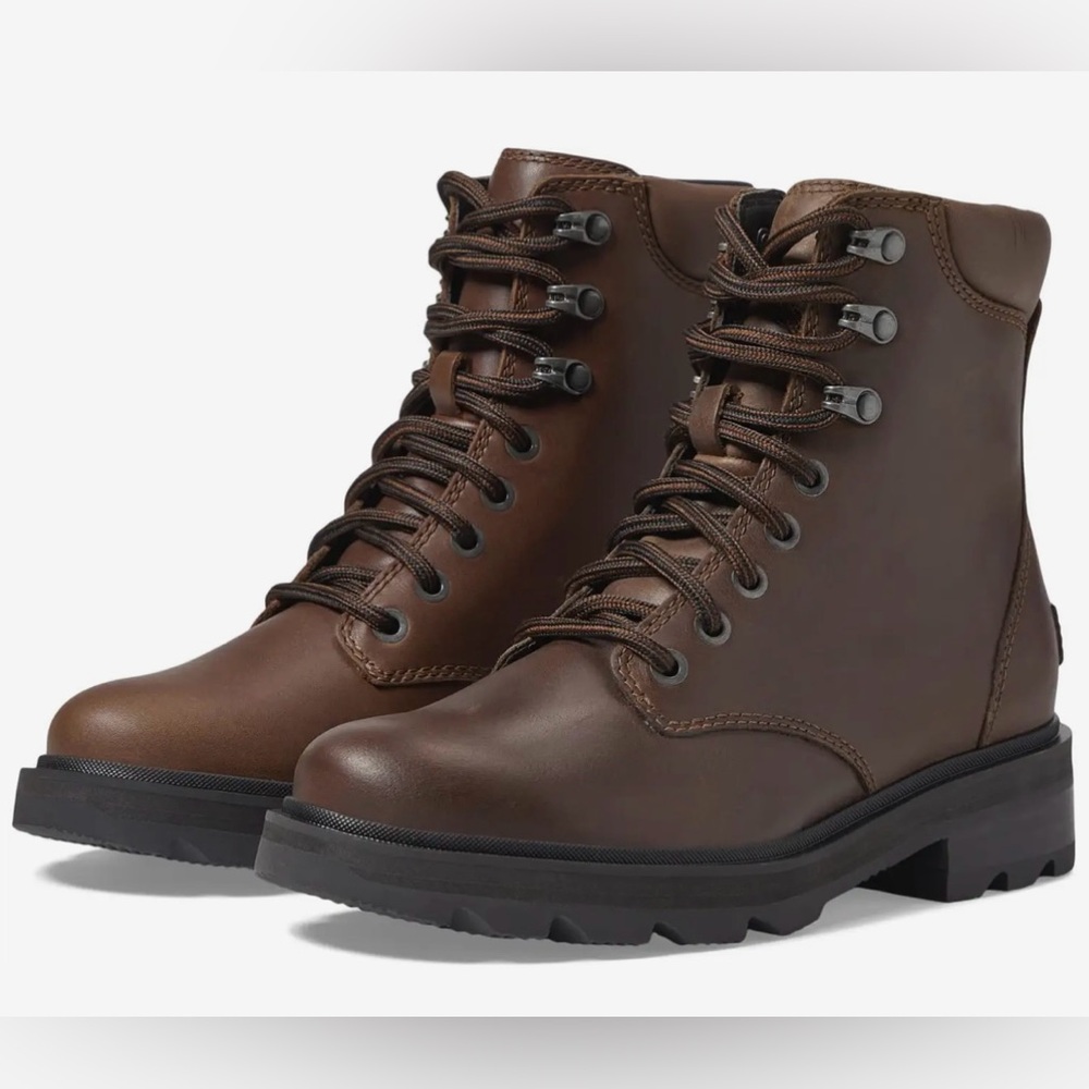 SOREL WOMEN'S LENNOX LACE STKD BOOT IN TOBACCO/BLACK (Sz 7.5)